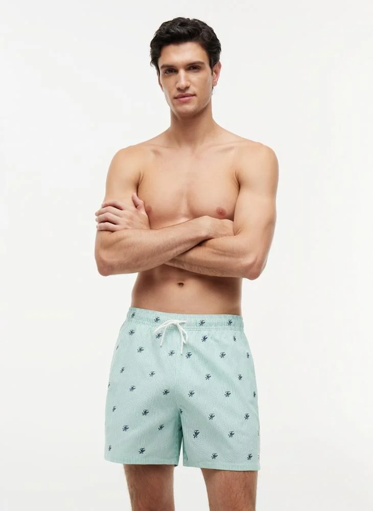Ithaca Embroidery Mid Length Swim Shorts